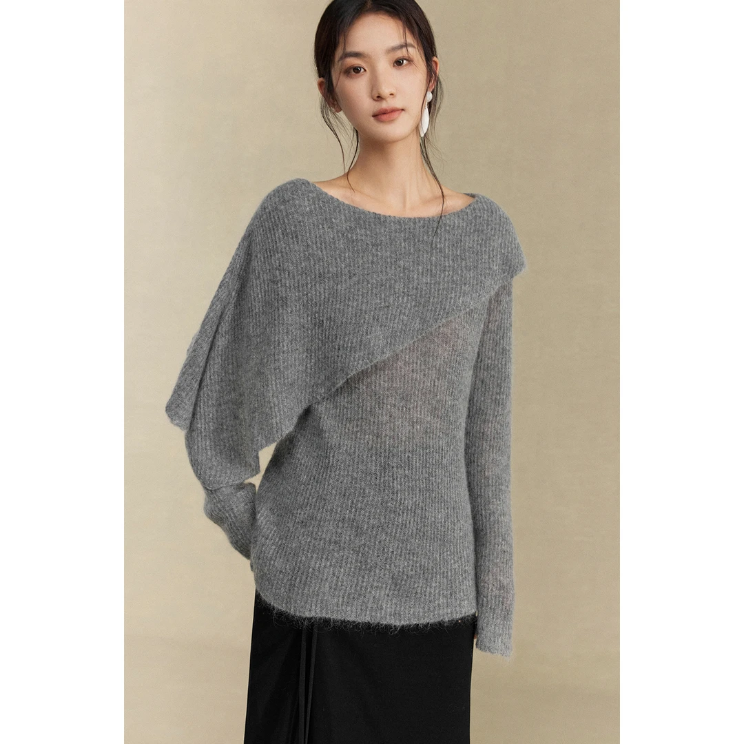 MURMUR MI 24AW 设计师品牌 不规则翻领大毛衣