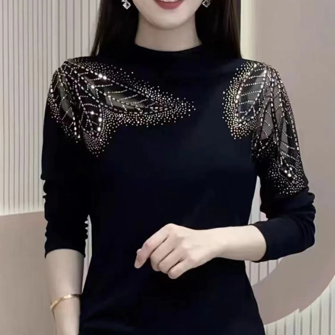 早秋长袖上衣内搭小衫百搭新款遮肉时尚显瘦品质洋气衣服女090