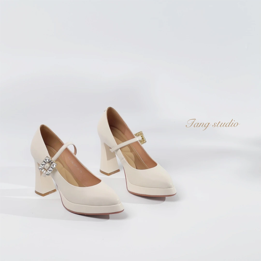 【Tang Studio】2024尖头防水台百搭粗跟高跟单鞋/T068