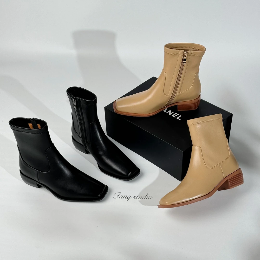【Tang Studio】圆头简约配大衣时尚小短靴/T124