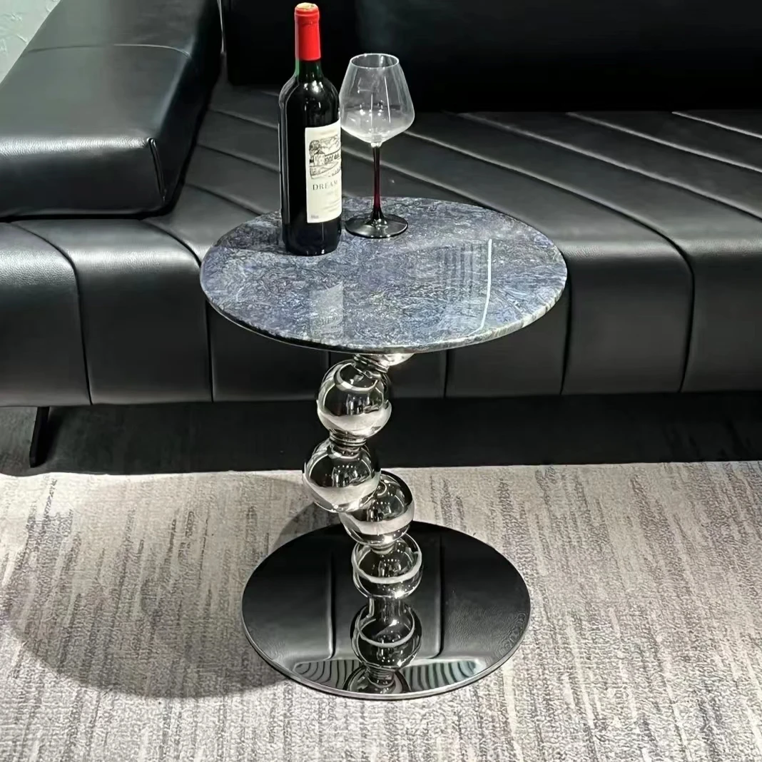 白灵【克罗地亚蓝晶钻奢石边几】客厅松弛感大理石米诺设计感