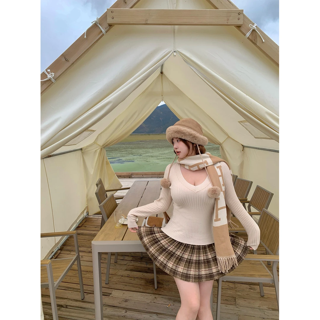 口碑基础3色!!【V领竖条正肩·“棉花糖毛织T”】Z244WBP2536