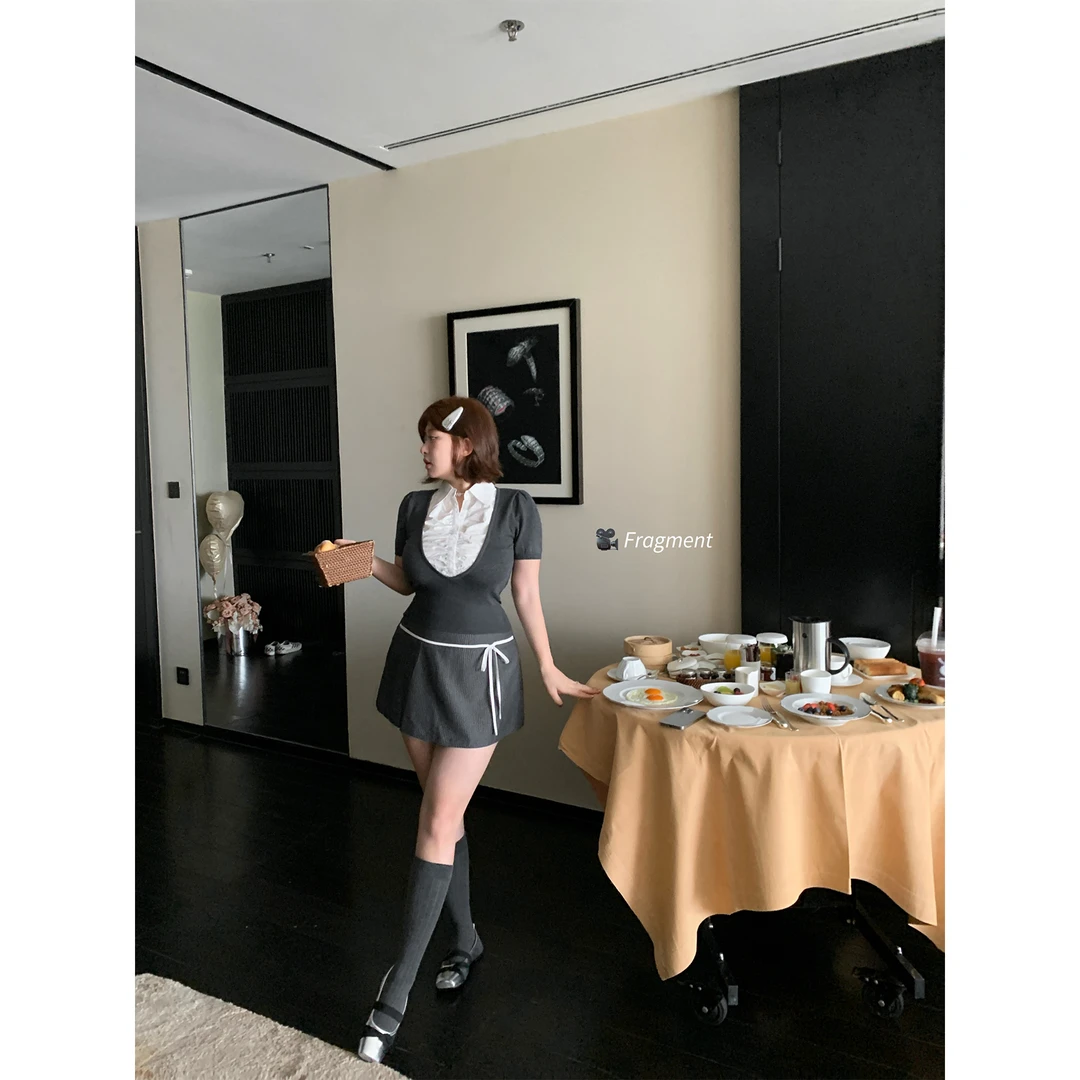 周白子【智感模范生！】毛织上衣收腰半裙Z243WQ1269/Z243BBQ1270