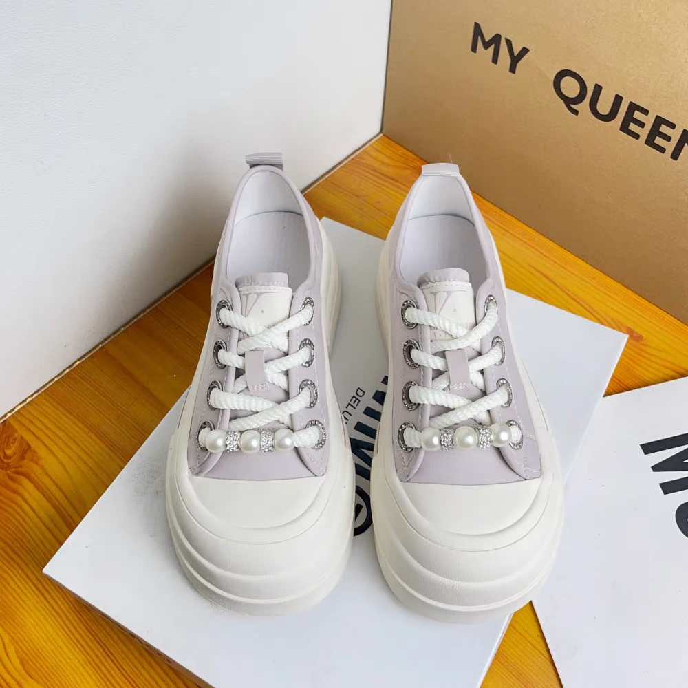 夏季新款欧洲站软底皮垫女休闲时尚潮流休闲冰丝布面百搭厚底女鞋