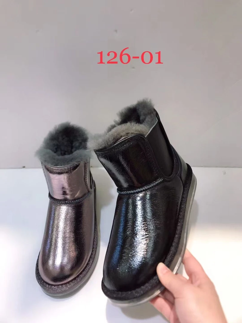 冬季新款头层牛皮加厚保暖时尚百搭冬款防滑女雪地靴黑色雪地靴