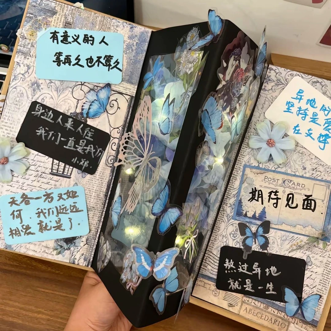 小红书同款发光蝴蝶花园立体书机关书DIY材料包生日礼物送闺蜜