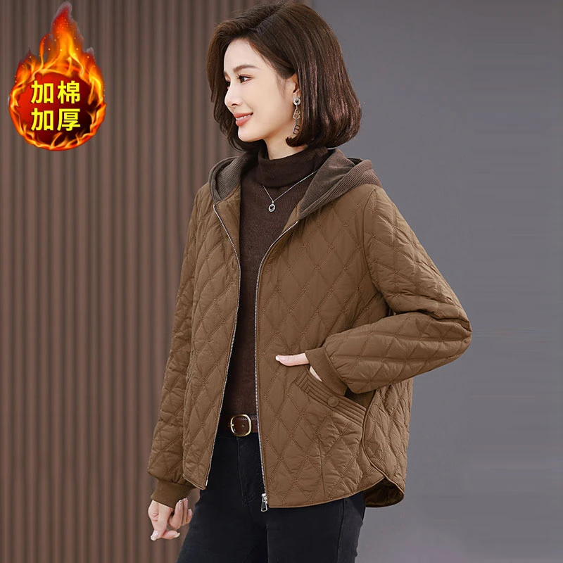 轻薄棉衣外套女2025秋冬新款时尚休闲短款棉服中年妈妈夹克女上衣