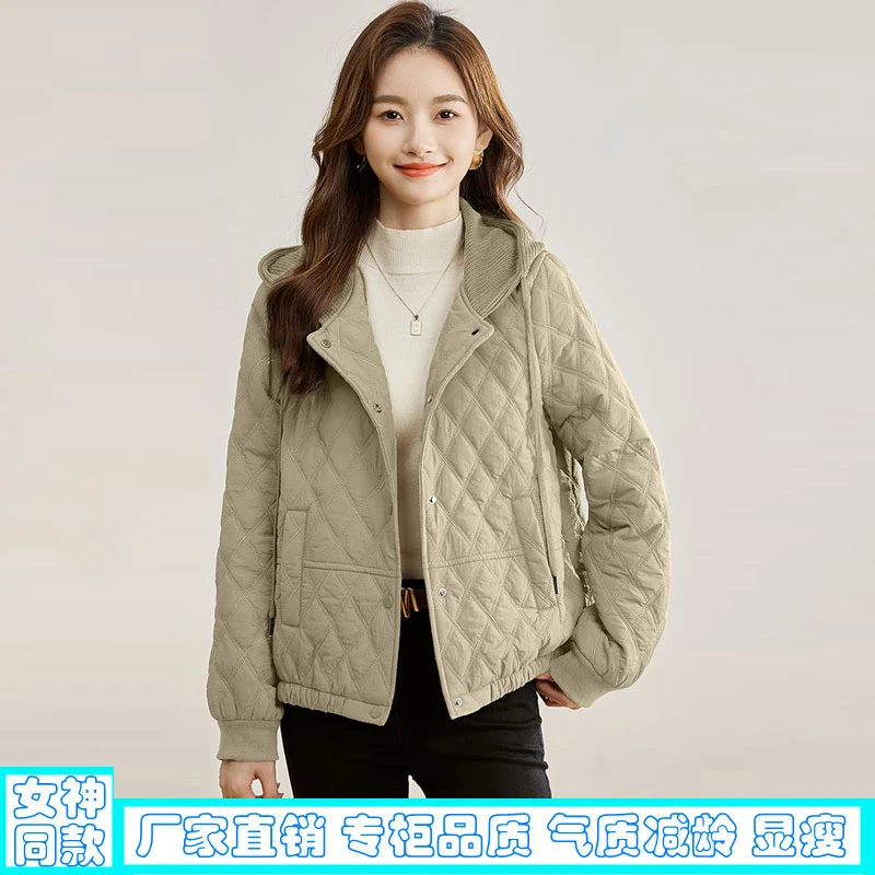 【精选】连帽棉服外套女夹棉加厚2024冬季时尚百搭小个子轻薄棉衣女