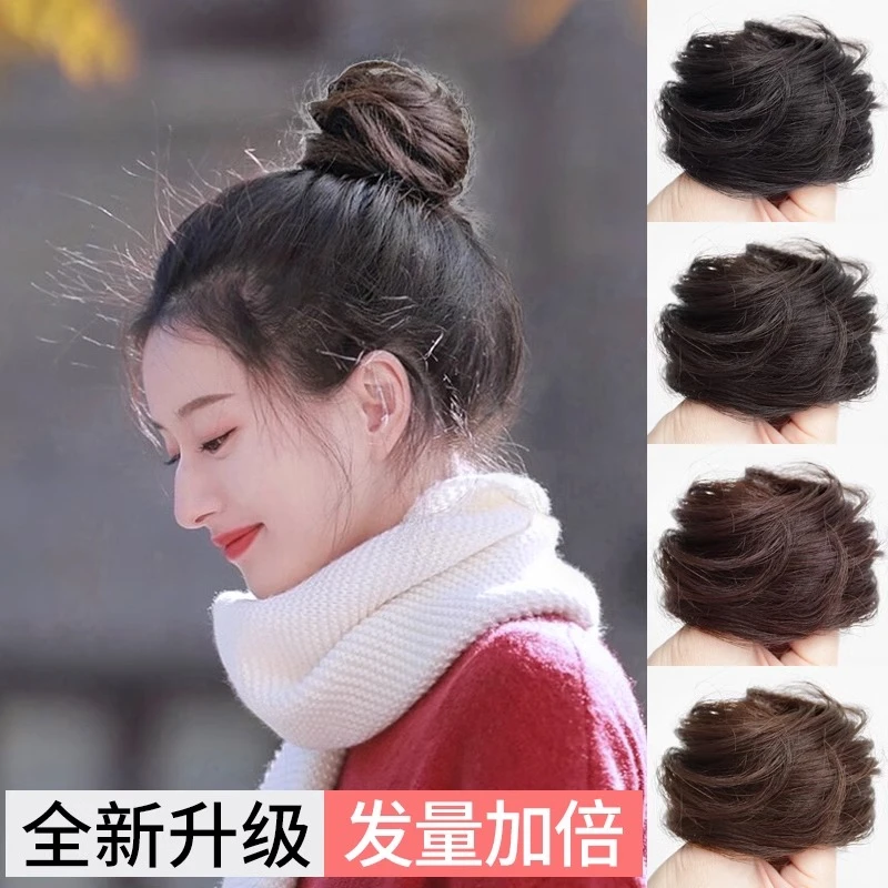 低扎丸子头女孩子假发发圈仙女必备头饰发饰蓬松懒人盘发气质女神