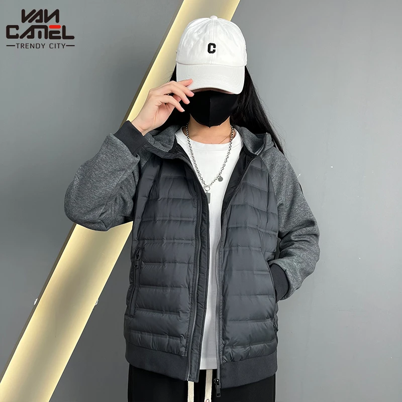 男装鹅绒羽绒服男款轻薄短款户外连帽休闲冬季外套羽绒服新款潮