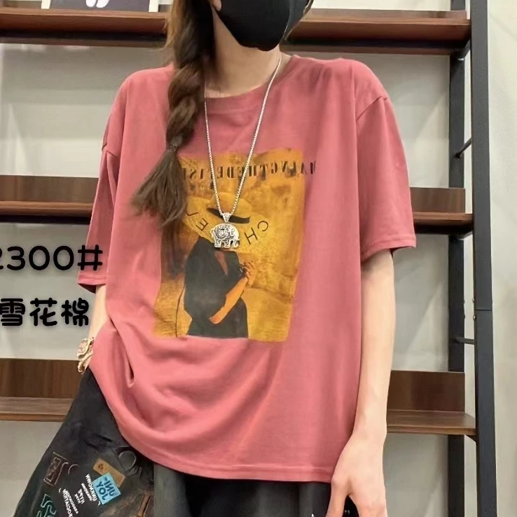 2300夏季新款宽松休闲百搭帽子女孩T恤