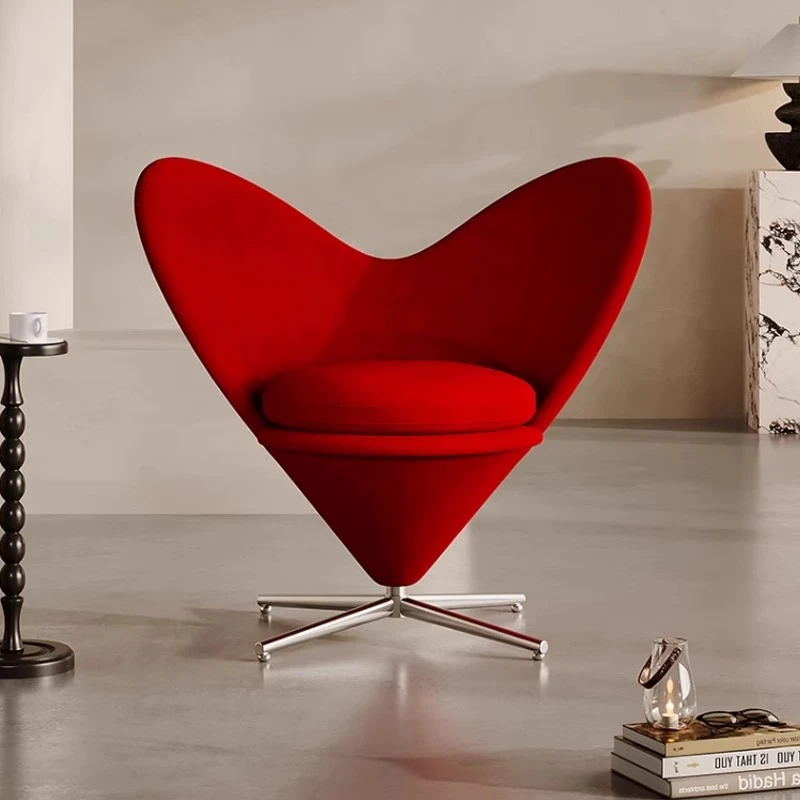 现代心形椅简约布艺休闲椅阳台休闲艺术创意单人位洽谈椅