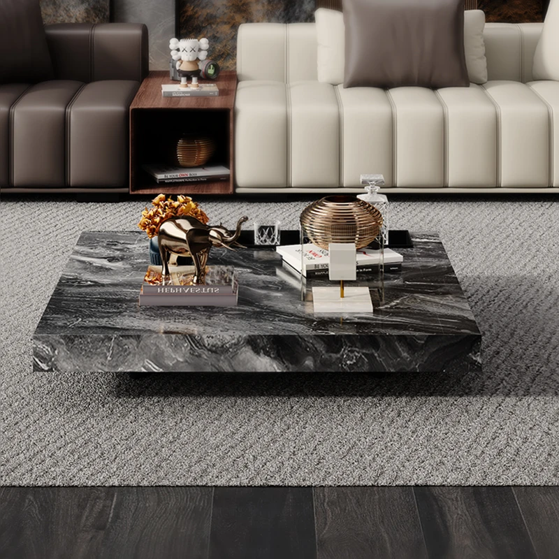 韵梦源大理石茶几轻奢意式极简别墅岩板客厅家用高级感电视柜组合