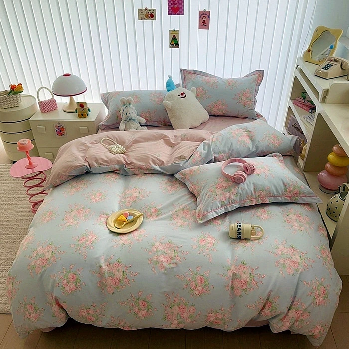 1号-纯棉四件套四季款全棉小清新单人/双人床上用品小碎花