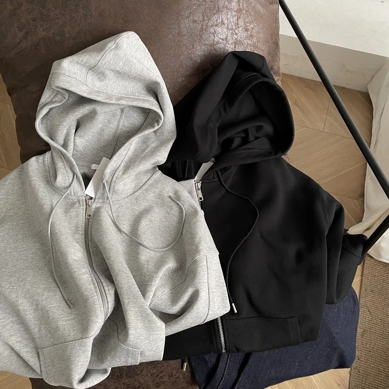 2603高级感抽绳拉链卫衣帽衫