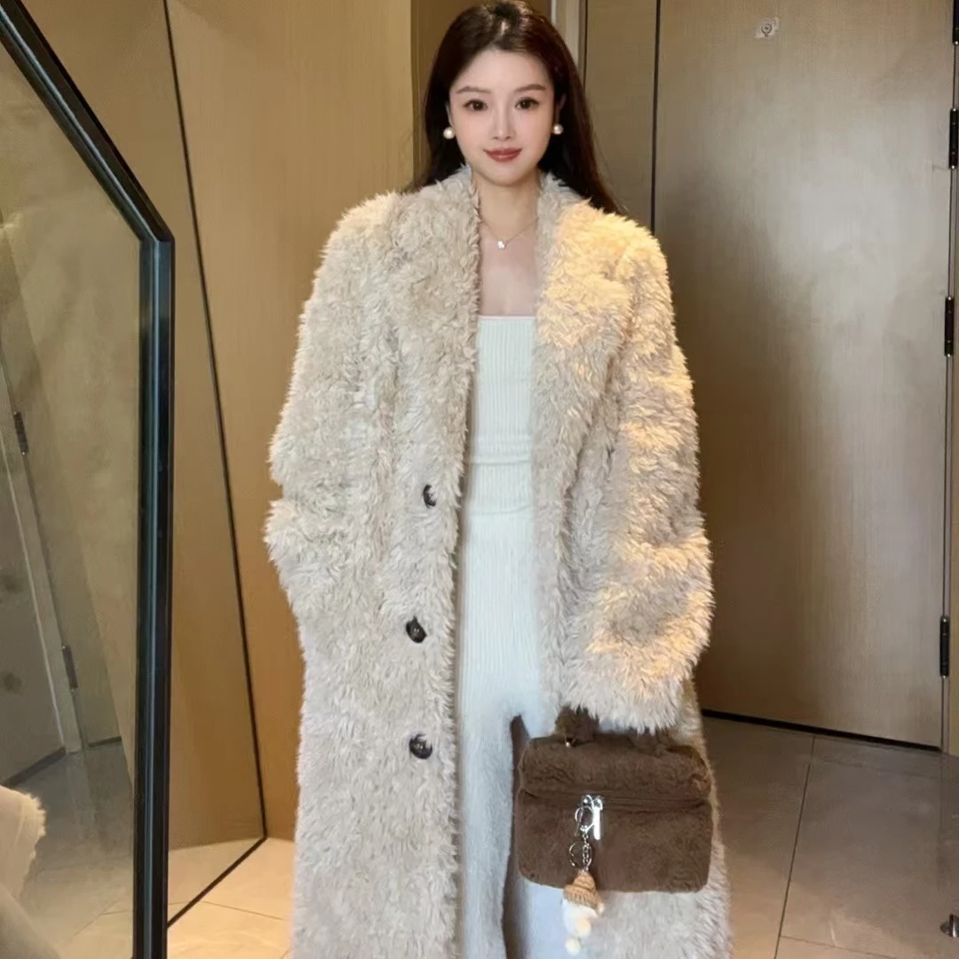 2024秋冬新款气质西服领毛毛大衣女