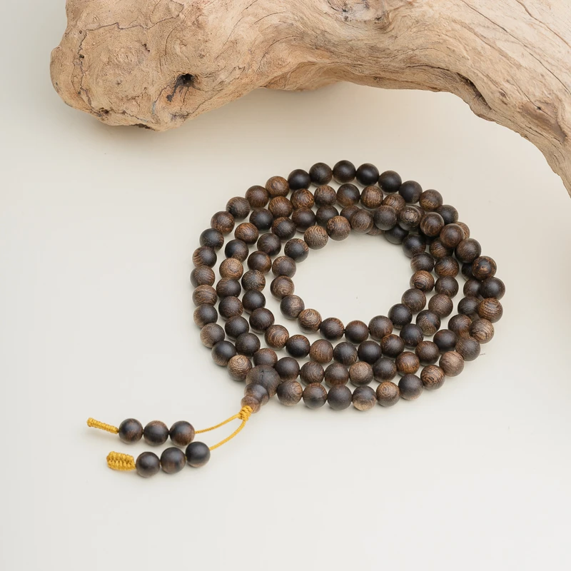 木欣欣 沉水达拉干沉香6mm108颗多圈手串天然沉水级木质佛珠念珠