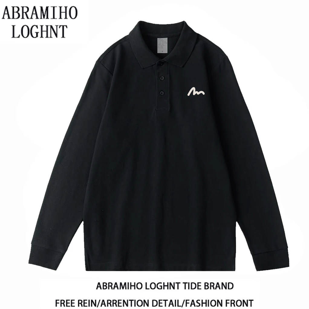 香港潮牌秋季欧美简约字母长袖翻领POLO正肩上衣休闲半袖打底T恤
