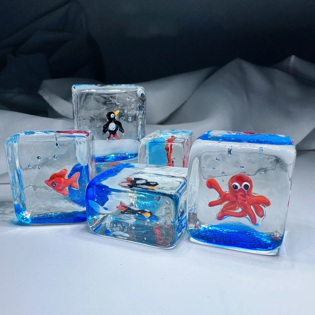 纯手工热塑琉璃家居小摆件小方块