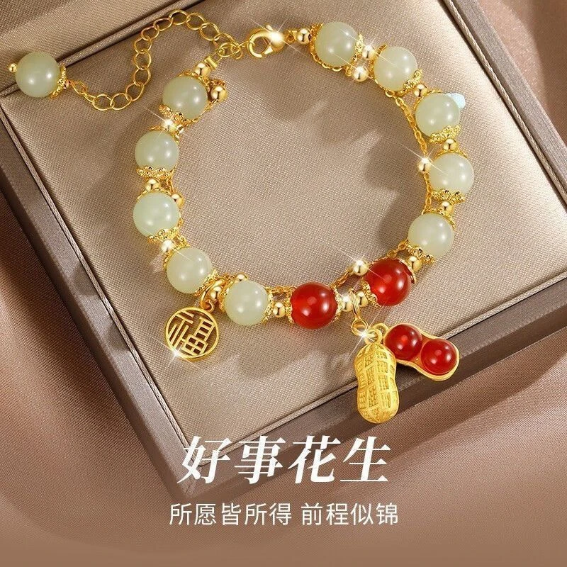 好事花生福牌纯银手链女款手串爆款2023年七夕节生日礼物送女友