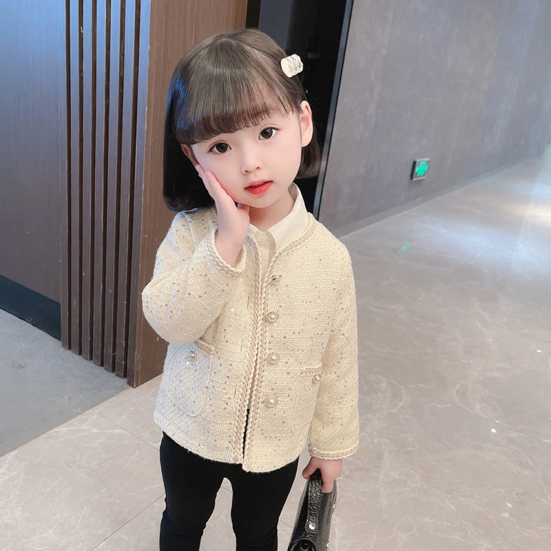 女童针织开衫套装2025年春季女宝宝圆领夹克外套儿童搭休闲上衣潮