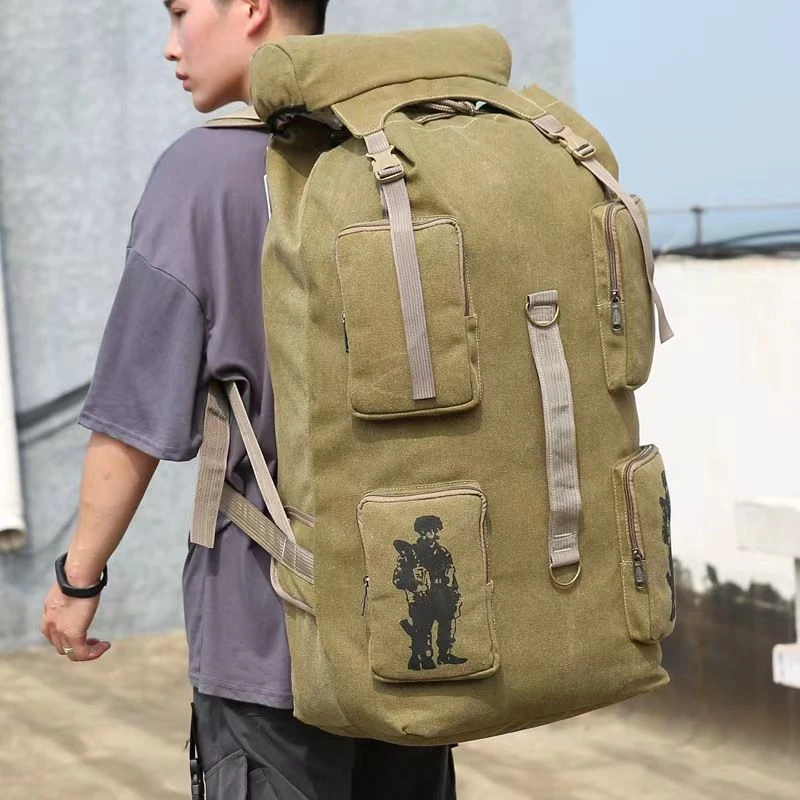 大容量背包男打工农民工旅行老式厚帆布包户外旅行登山耐磨双肩包