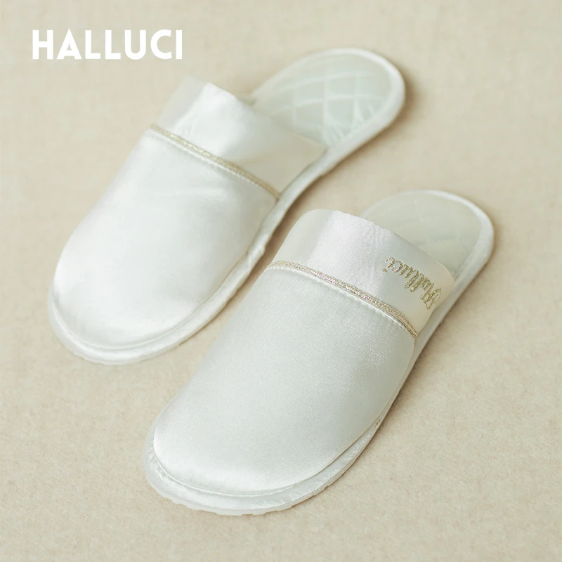 Halluci奢华缎面家居拖鞋 结婚礼物男女情侣仿真丝拖鞋高级感拉满