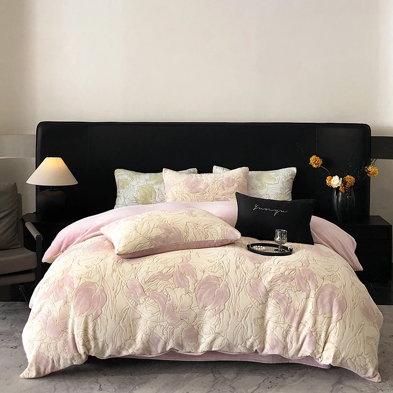 【立体浮雕牛奶绒四件套】【芸裕家居】浮雕高级感床单四件套244JT124