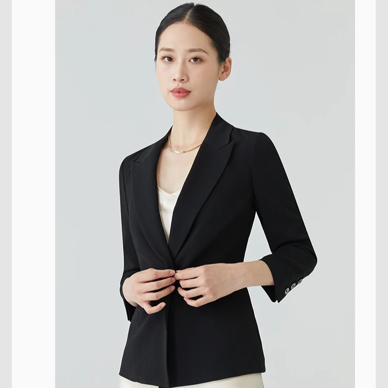 ZEZI【三醋酸系列】垂感抗皱双排扣西装薄款通勤气质休闲西服外套