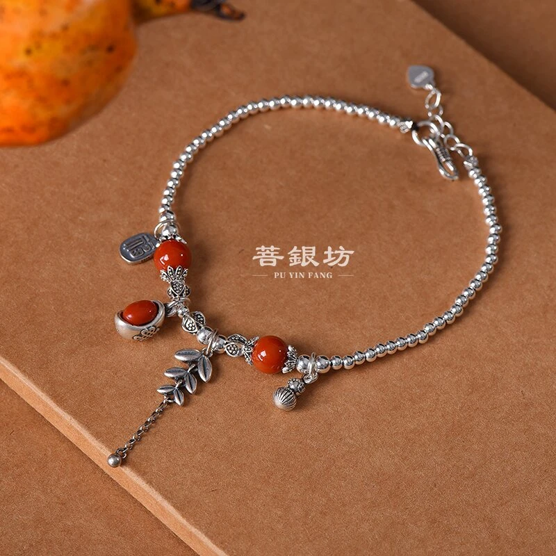 925银珐琅银制品 【菩银坊】元宝流苏脚链 25cm
