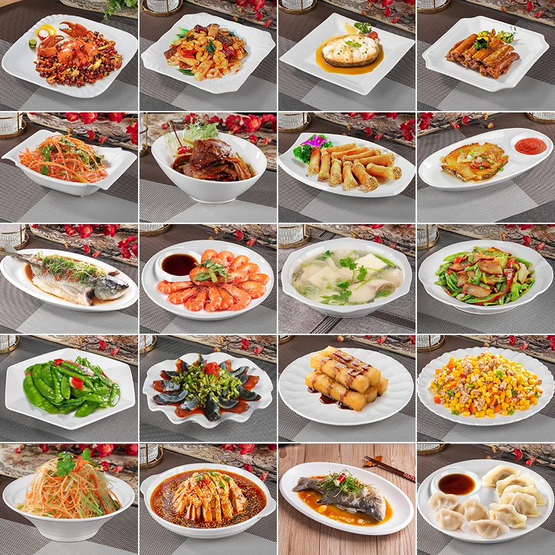 饭店餐具盘子创意不规则凉菜盘排盘陶瓷餐盘白色菜盘专用异形盘子