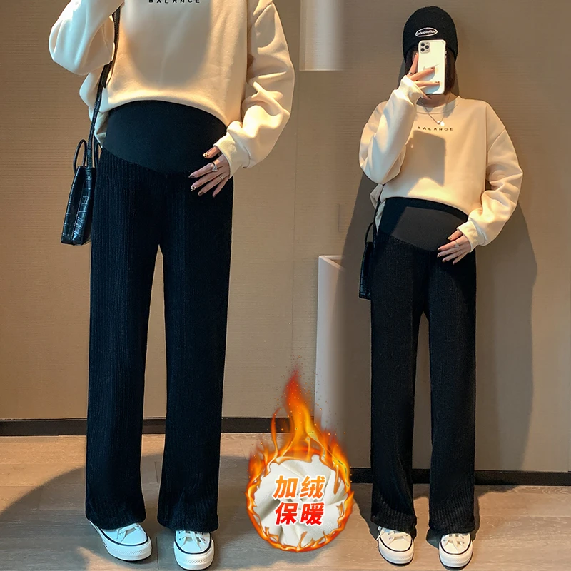 145-150-155矮小个子孕妇装阔腿裤子加绒加厚秋冬款保暖外穿怀孕