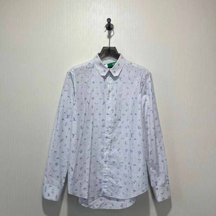 Louis Vuitton  Lv格子刺绣老花长袖衬衫 XL码/99新/公价8500