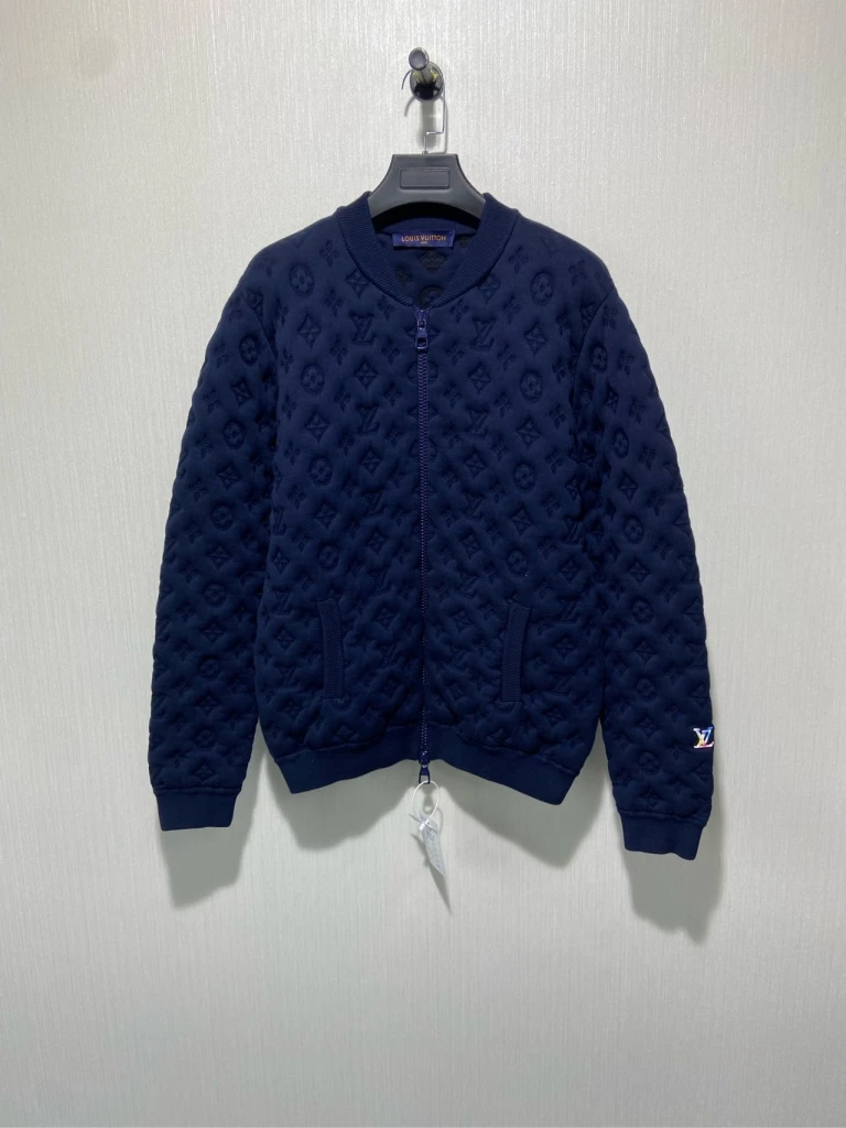 Louis Vuitton Lv Logo老花满印短款飞行员夹克外套蓝色 L码/98新
