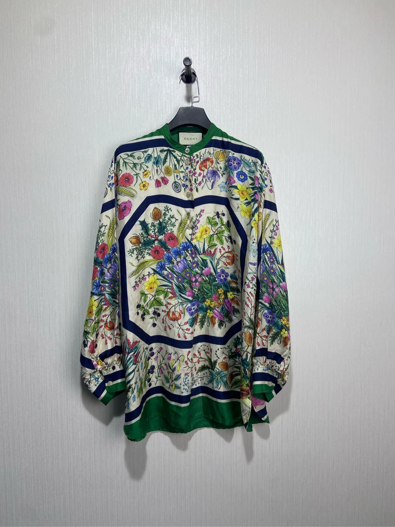 Gucci 古驰 花卉真丝衬衫 40码/95新/JM6054/公价10200