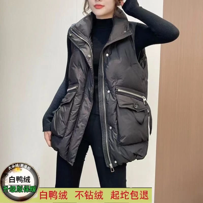 白鸭绒羽绒马甲2023年新款女韩国东大门宽松欧货外穿背心马夹002