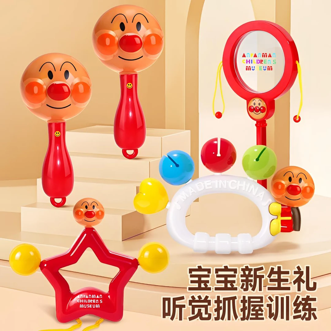 婴儿手摇铃沙锤安抚玩具新生宝宝抓握益智早教鼓可啃咬手0一1岁3