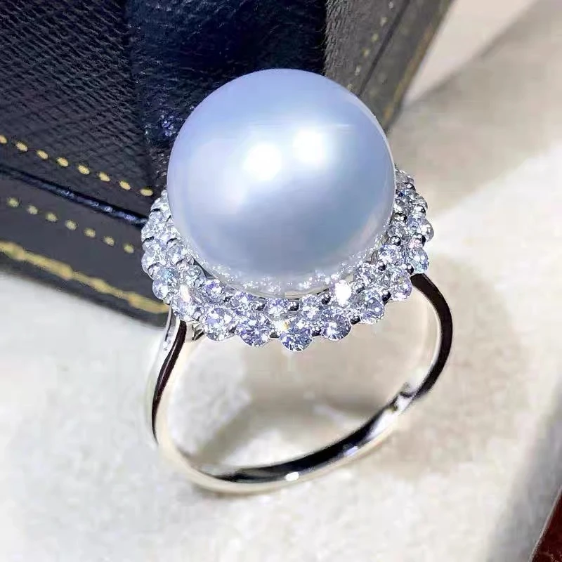 梵卡陌 铜合金锆石戒指 14MM小众轻奢太阳花款 百搭白珠戒指