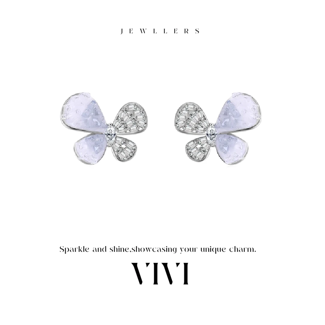 铜合金合成锆石耳饰 外贸高品耳饰气质轻奢E8159