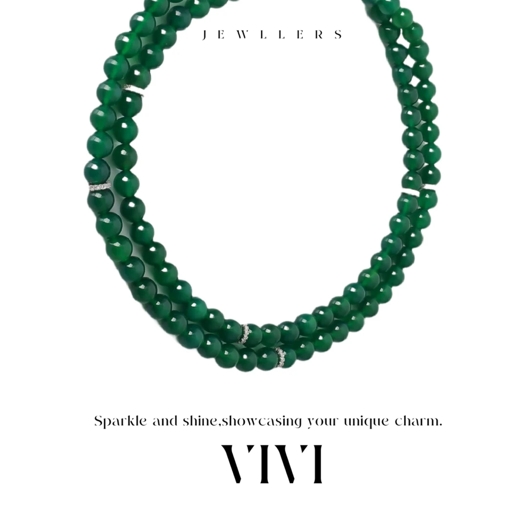 铜合金石英石项链 外贸高品轻奢气质项链绿色