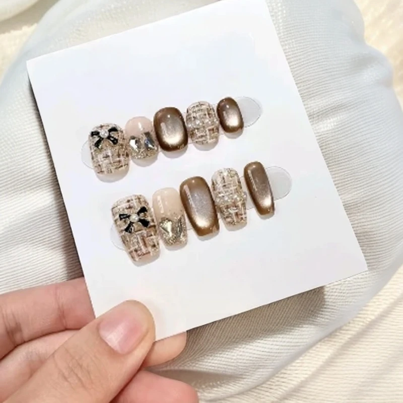 【小香风】十七新款猫眼爆闪蝴蝶小香风 冬日气质高级纯手工美甲