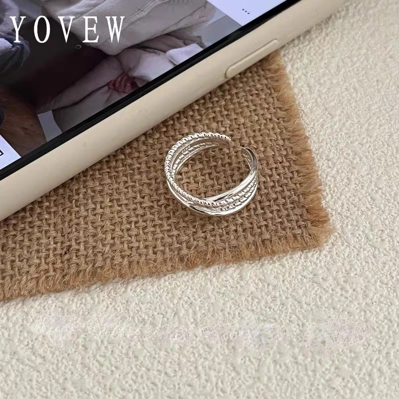 925银银制品 多层扭线戒指925