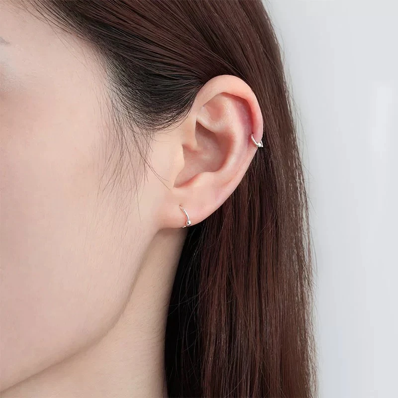 足银耳饰 925纯银简约轻奢圆圈养耳洞耳圈