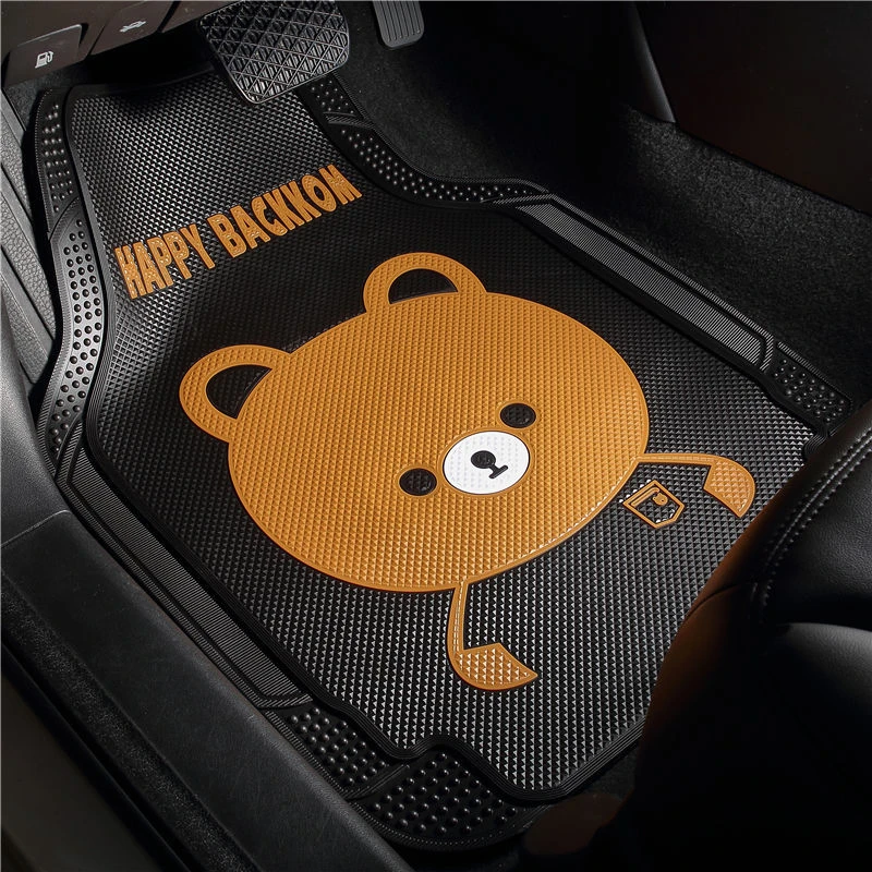 新可爱卡通熊汽车脚垫通用可裁剪环保乳胶塑胶防滑防水防冻易清洗