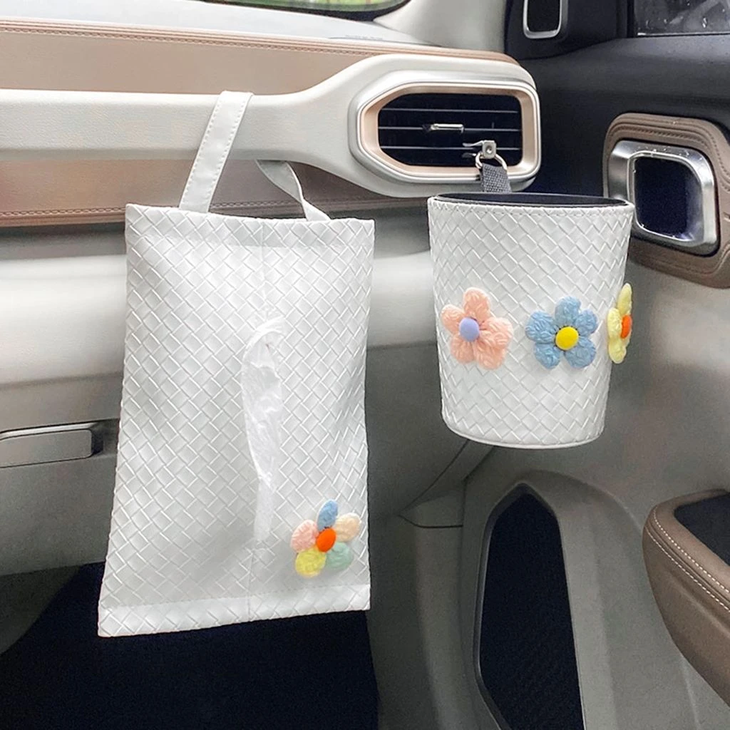 车载垃圾桶车内装饰用品大全车上挂式纸巾盒收纳袋后排置物桶可爱