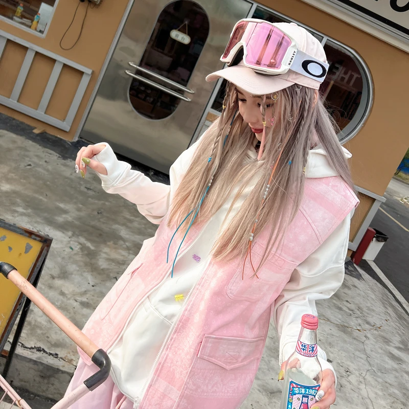 SWAGLI单板滑雪牛仔马甲防水男女同款西海岸牛仔风