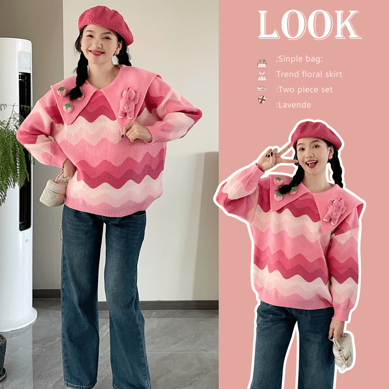 孕妇装毛衣大码网红潮加厚上衣小个子孕妇打底衫毛衣时尚款潮8058