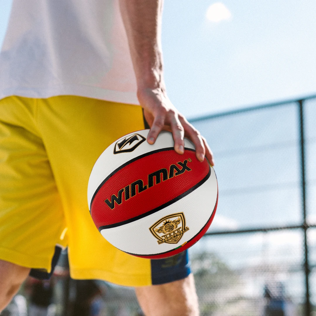 WINMAX/威玛斯出口5号PU材质红白配色专业材质室内外耐打成人篮球