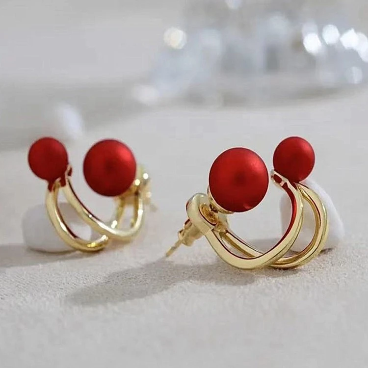 925银针耳饰【两小无猜】小巧多戴朱朱耳钉 -79号