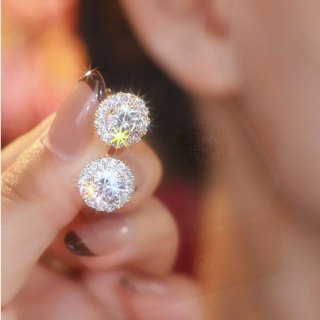 925银针耳饰 2024秋冬新款闪亮耳扣耳环-445号
